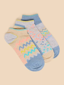 White Stuff -3 Pack Fluro Train Socks - Blue Multi