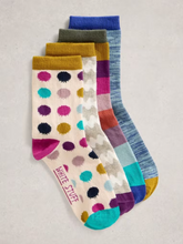 Load image into Gallery viewer, White Stuff - 4Pk Hotch Potch Ankle Socks in Natural Multi
