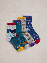 Load image into Gallery viewer, White Stuff - 4 Pack Winter Walk Ankle Sock
