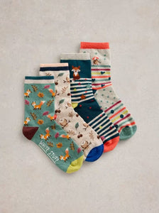 White Stuff - 4 Pack Woodland Animals Socks