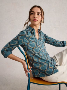 White Stuff - Annie Jersey Shirt in Blue Print