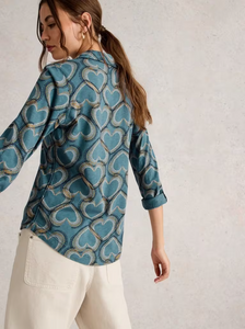 White Stuff - Annie Jersey Shirt in Blue Print