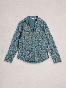 White Stuff - Annie Jersey Shirt in Blue Print
