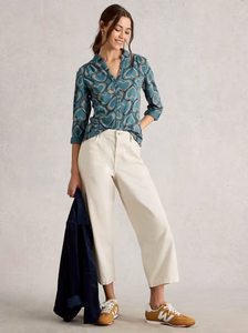 White Stuff - Annie Jersey Shirt in Blue Print