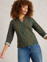 Load image into Gallery viewer, White Stuff - Annie Printed Sparkle Shirt - Teal Print
