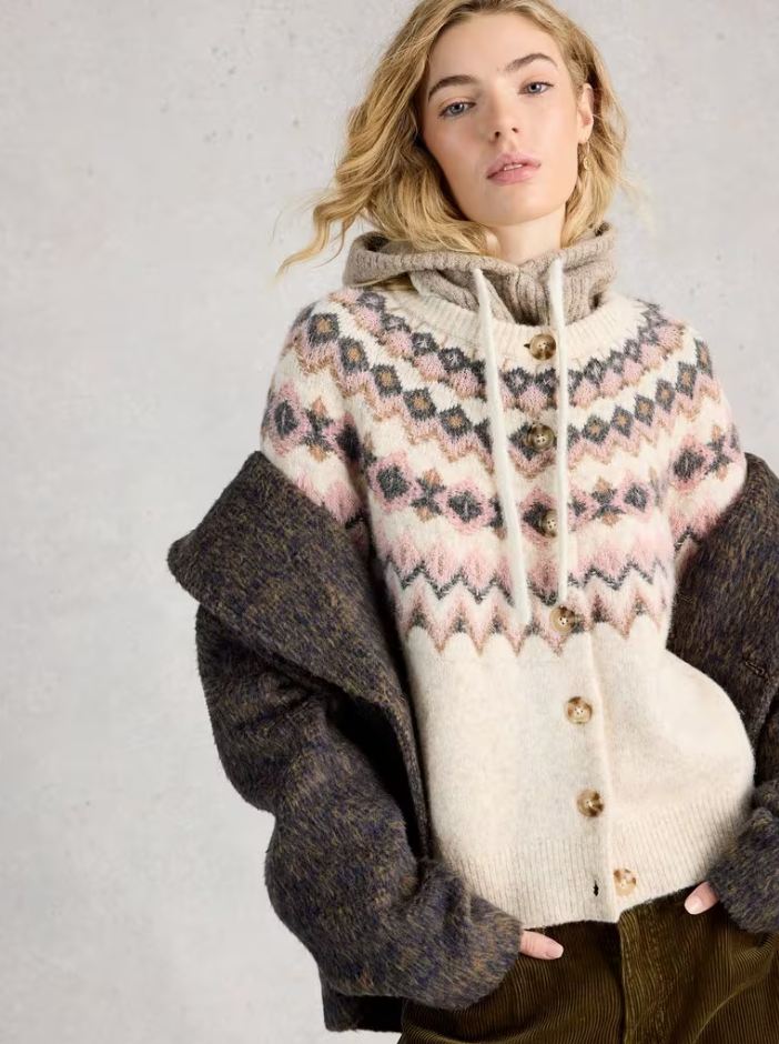 White Stuff - Arctic Fairisle Cardigan in Natural Multi