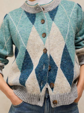 Load image into Gallery viewer, White Stuff - Argyle Check Cardi in Blue Multi
