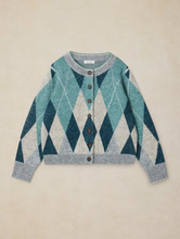 Load image into Gallery viewer, White Stuff - Argyle Check Cardi in Blue Multi
