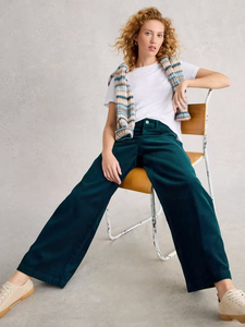 White Stuff - Ayla Cord Wide Leg Trousers in Dark Teal