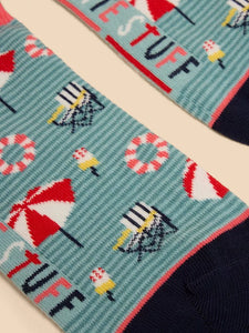 White Stuff - Beach Day Trainer Socks - Blue Multi