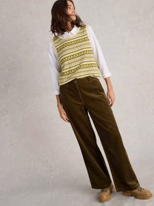 White Stuff - Belle Cord Wide Leg Trouser - Khaki Green