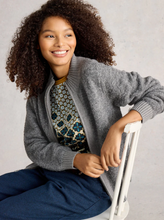Load image into Gallery viewer, White Stuff - Bobby Boucle Zip Cardi in Mid Grey
