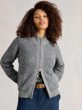 Load image into Gallery viewer, White Stuff - Bobby Boucle Zip Cardi in Mid Grey
