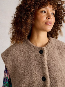 White Stuff - Borg Gilet in Dark Natural
