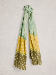 White Stuff - Callie Printed Scarf in Green Print