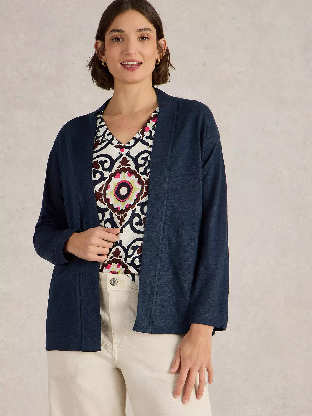 White Stuff - Carly Linen Cardi in Dark Navy