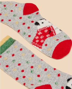 White Stuff- Christmas Dog Wool Mix Socks