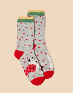 White Stuff- Christmas Dog Wool Mix Socks