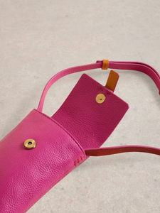White Stuff - Clara Buckle Leather Phone Bag in Pink Multi