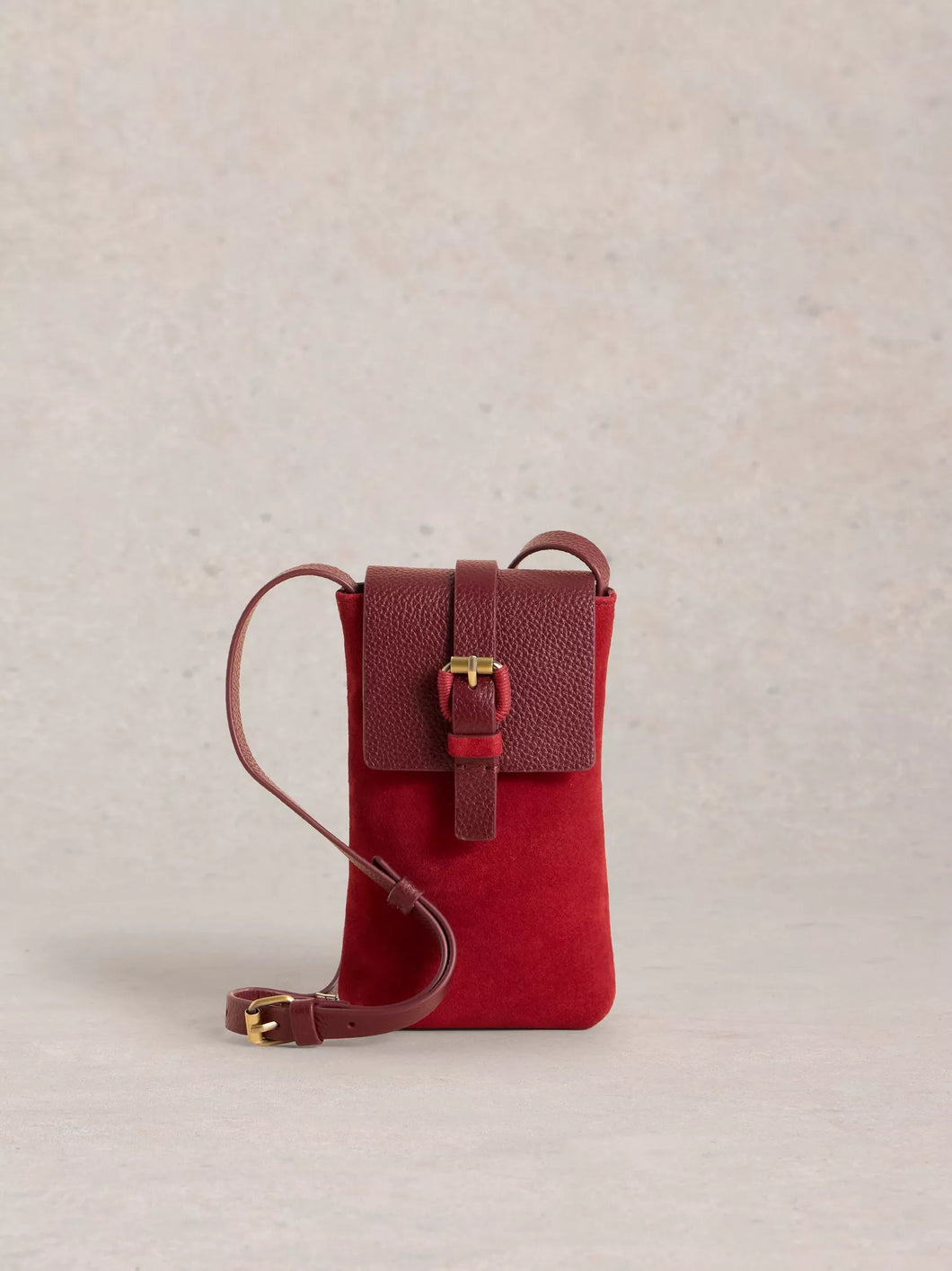 White Stuff - Clara Suede Phone Bag - Bright Red