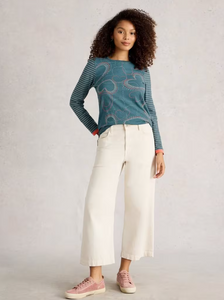 White Stuff - Clara Long Sleeve Tee in Blue Multi