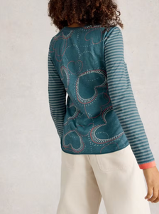 White Stuff - Clara Long Sleeve Tee in Blue Multi