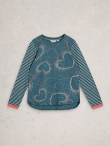 White Stuff - Clara Long Sleeve Tee in Blue Multi