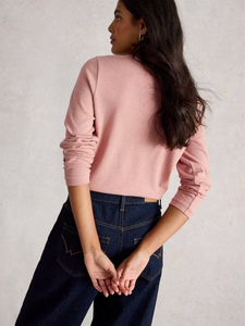 White Stuff - Clara Long Sleeve Sparkle Tee in Dusty Pink