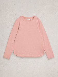 White Stuff - Clara Long Sleeve Sparkle Tee in Dusty Pink