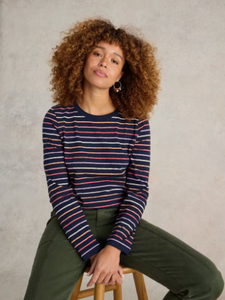 White Stuff - Clara Stripe LS Tee - Navy Multi