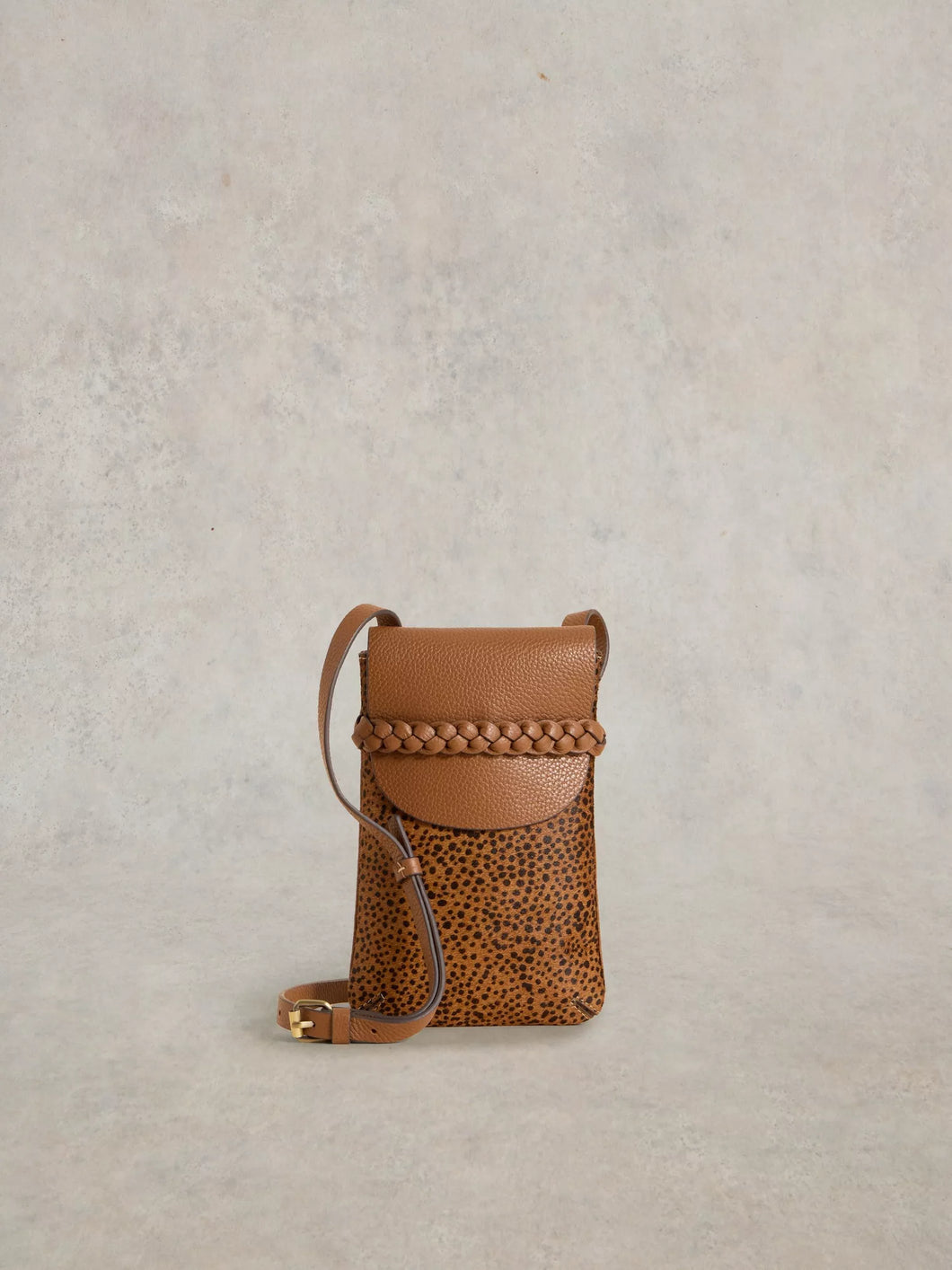 White Stuff - Clemmy Leather Phone Bag - Tan Multi