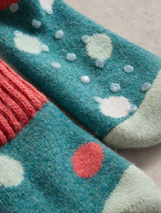 White Stuff - Dotty Loopback Socks - Teal Multi