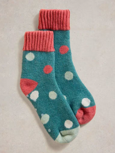 White Stuff - Dotty Loopback Socks - Teal Multi