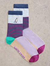 Load image into Gallery viewer, White Stuff - Embroidered Penguin Ankle Socks - Blue Multi
