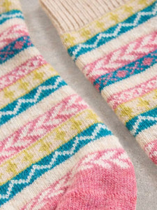 White Stuff - Fairisle Pop Wool Mix Sock - Pink Multi