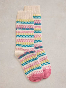 White Stuff - Fairisle Pop Wool Mix Sock - Mixed Met