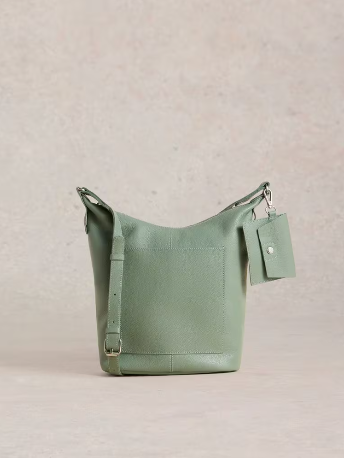 White Stuff - Fern Leather Crossbody in Light Green