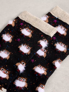 White Stuff - Fluffy Ankle Sock in Black Multi