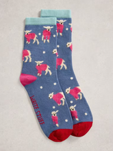 Load image into Gallery viewer, White Stuff - Fluffy Ankle Sock in Dark Blue
