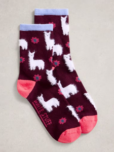 White Stuff - Fluffy Ankle Sock in Dark Plum