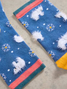 White Stuff - Fluffy Polar Bear Ankle Socks - Blue Multi