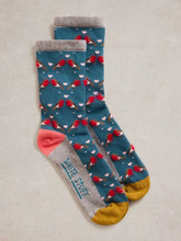 Load image into Gallery viewer, White Stuff - Fluffy Robin Ankle Sock - Teal Multi
