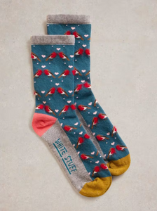 White Stuff - Fluffy Robin Ankle Sock - Teal Multi