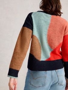 White Stuff - Freya Abstract Jumper in Navy Multi
