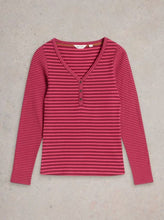 Load image into Gallery viewer, White Stuff - Halley Rib Stripe Henley - Pink Multi
