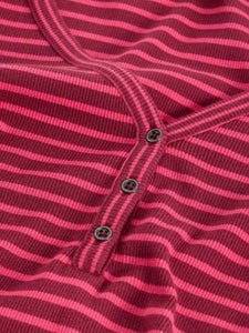 White Stuff - Halley Rib Stripe Henley - Pink Multi