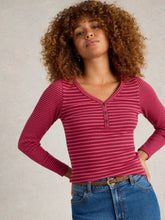 Load image into Gallery viewer, White Stuff - Halley Rib Stripe Henley - Pink Multi
