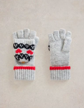 Load image into Gallery viewer, White Stuff - Heart Fairisle Flip Mitt - Grey Multi
