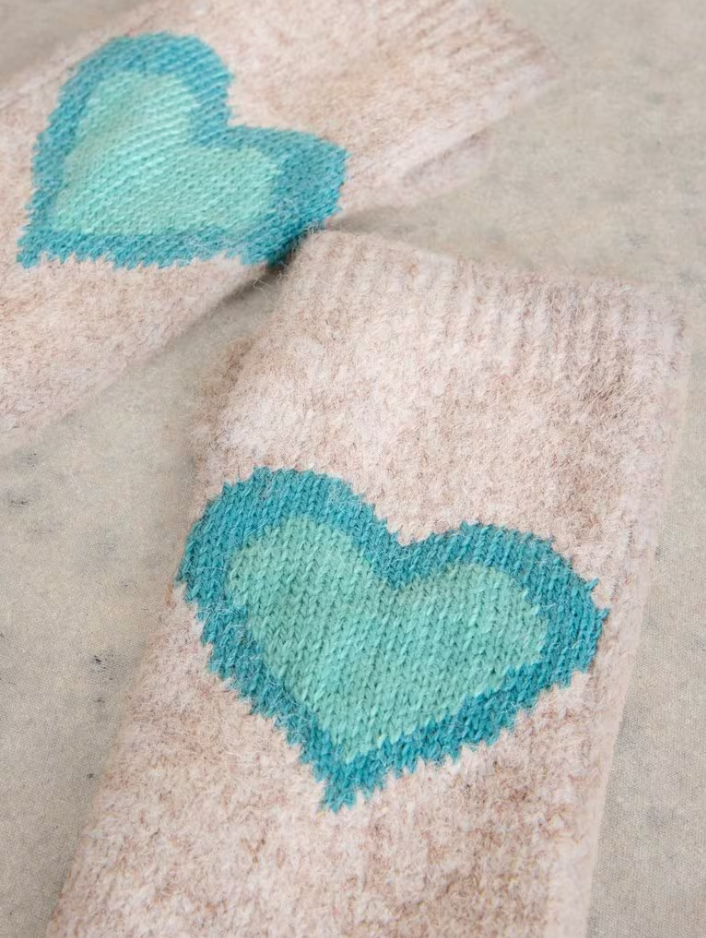 White Stuff - Heart Fingerless Gloves - Natural Multi