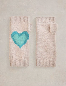 White Stuff - Heart Fingerless Gloves - Natural Multi